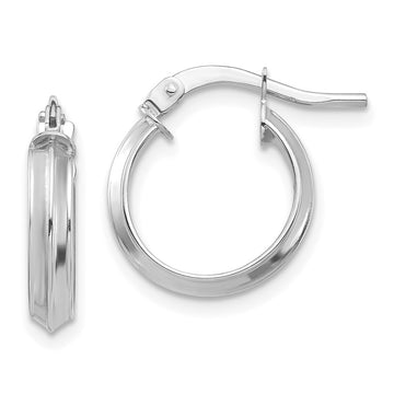 14k White Gold 3x13mm Polished Knife-Edge Tube Hoop Earrings