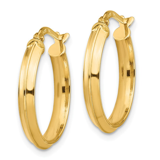 14k 3x19mm Polished Knife-Edge Tube Hoop Earrings