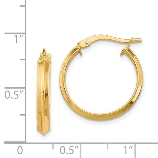 14k 3x19mm Polished Knife-Edge Tube Hoop Earrings