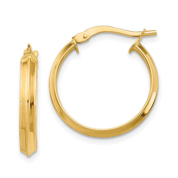 14k 3x19mm Polished Knife-Edge Tube Hoop Earrings