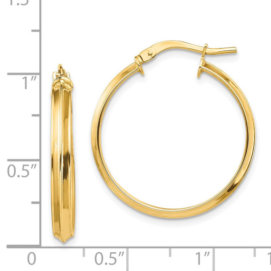 14k 3x24mm Polished Knife-Edge Tube Hoop Earrings