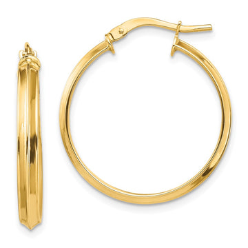 14k 3x24mm Polished Knife-Edge Tube Hoop Earrings