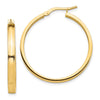 14k 3x32mm Polished Square Tube Hoop Earrings