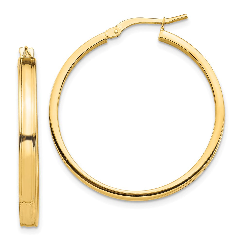 14k 3x32mm Polished Square Tube Hoop Earrings