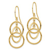 14k Polished Intertwined Circles Dangle French Hook Earrings
