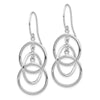 14k White Gold Polished Intertwined Circles Dangle French Hook Earrings