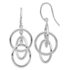 14k White Gold Polished Intertwined Circles Dangle French Hook Earrings