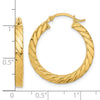 14k Polished & Twisted 3mm Square Tube Hoop Earrings