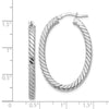 14k White Gold Polished & Twisted 3mm Square Tube Oval Hoop Earrings
