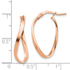 14k Rose Gold Polished 2mm Wavy Hoop Earrings