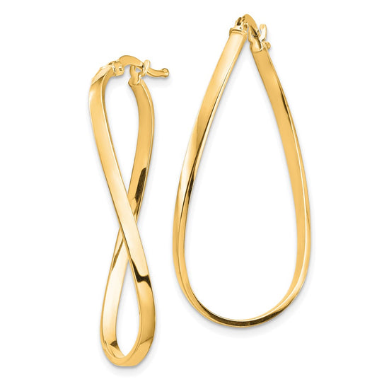 14k Polished 2mm Wavy Hoop Earrings
