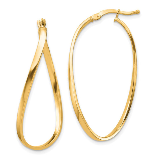 2mm Gold Oval Twisted Hoop Earrings