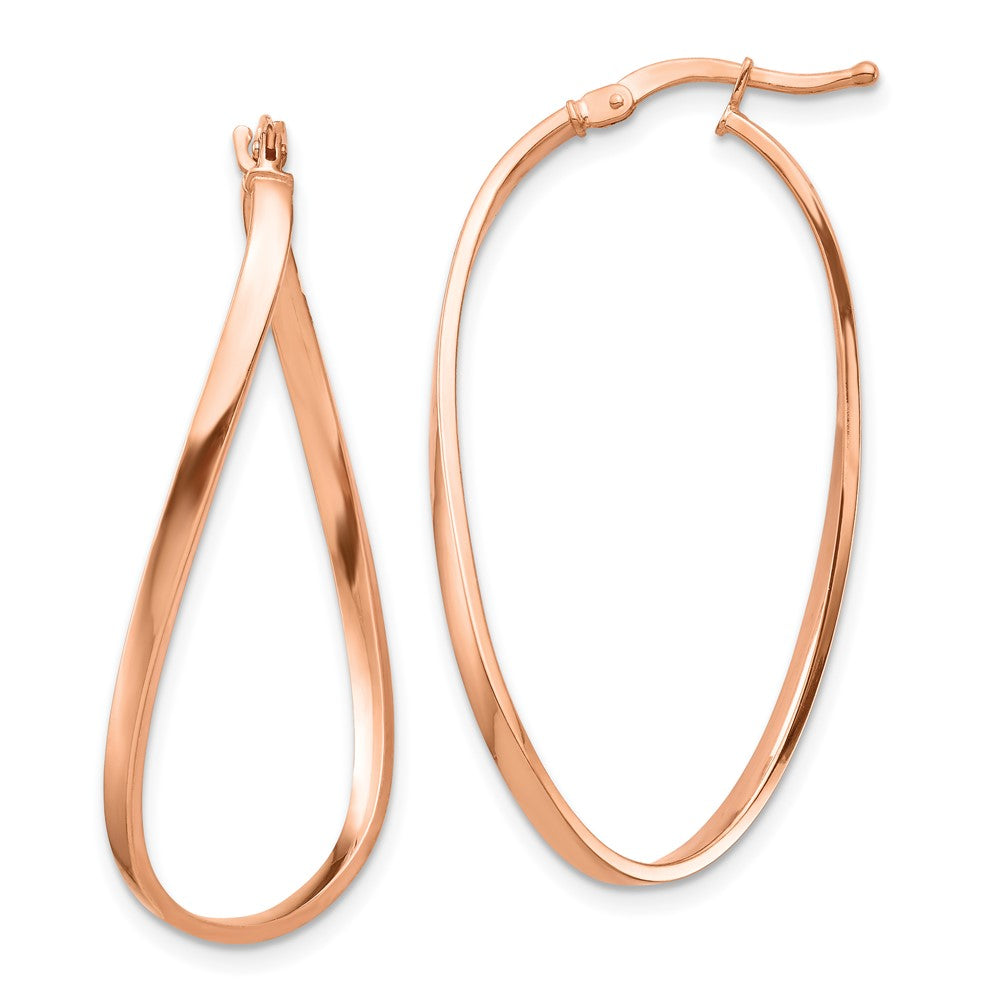 2mm Gold Oval Twisted Hoop Earrings