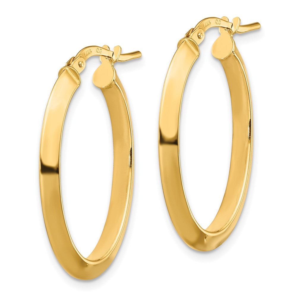 Gold Polished Knife Edge Oval Hoop Earrings