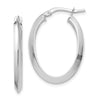14k White Gold 3.5x27mm Polished Knife-Edge Oval Tube Hoop Earrings