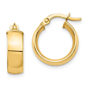 14k 5x16mm High Polished Tube Hoop Earrings