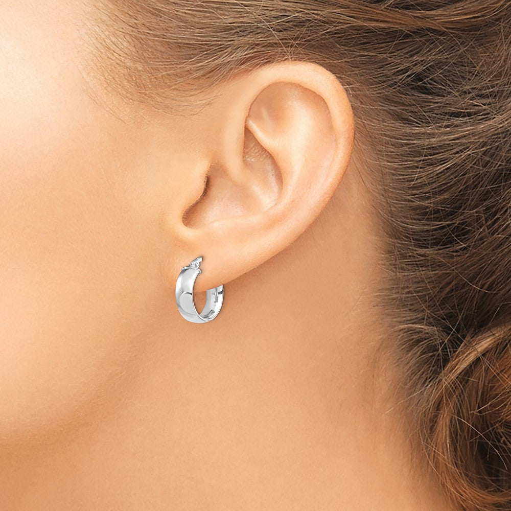 14k White Gold 5x16mm High Polished Tube Hoop Earrings