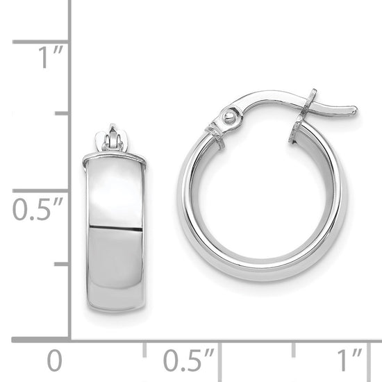 14k White Gold 5x16mm High Polished Tube Hoop Earrings