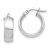 14k White Gold 5x16mm High Polished Tube Hoop Earrings