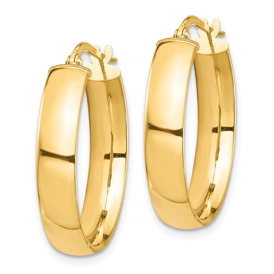 14k 5x26mm High Polished Tube Hoop Earrings
