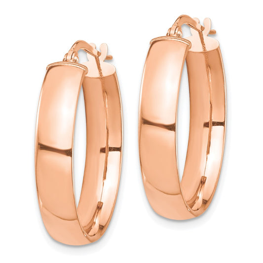 14k Rose Gold 5x26mm High Polished Tube Hoop Earrings