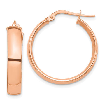 14k Rose Gold 5x26mm High Polished Tube Hoop Earrings