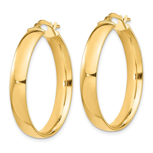 14k 5x30mm High Polished Tube Hoop Earrings