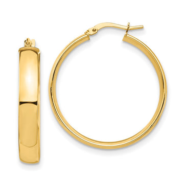 14k 5x30mm High Polished Tube Hoop Earrings