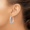 14k White Gold 5x30mm High Polished Tube Hoop Earrings