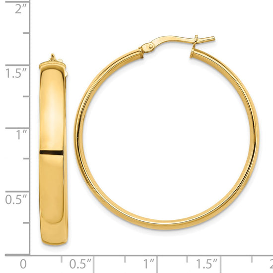 14k 5x38mm High Polished Tube Hoop Earrings