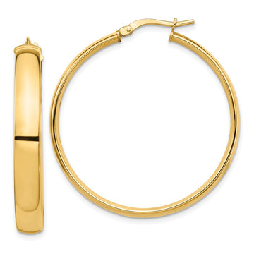 14k 5x38mm High Polished Tube Hoop Earrings