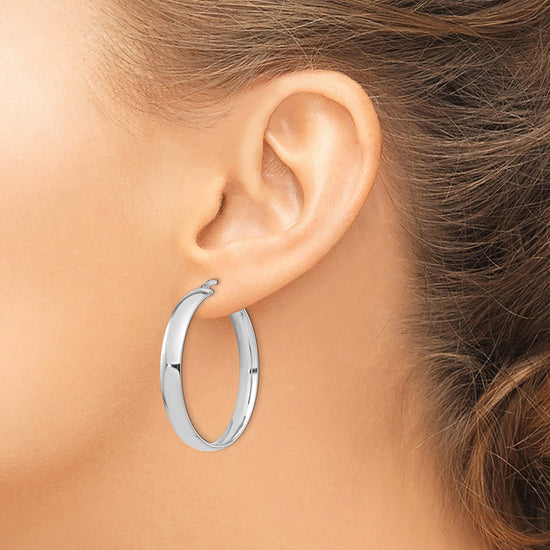 14k White Gold High Polished 5mm Hoop Earrings