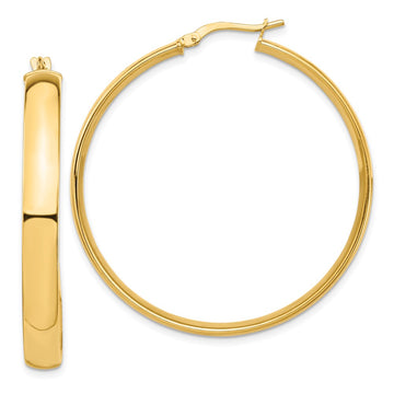 14k 5x44mm High Polished Tube Hoop Earrings