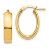 14k 5x20mm High Polished Oval Tube Hoop Earrings