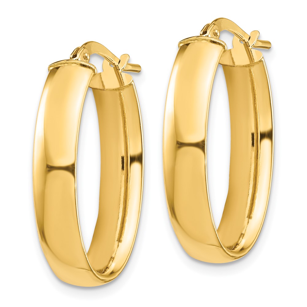 14k 5x25mm High Polished Oval Tube Hoop Earrings