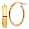 14k 5x25mm High Polished Oval Tube Hoop Earrings