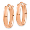 14k Rose Gold 5x25mm High Polished Oval Tube Hoop Earrings