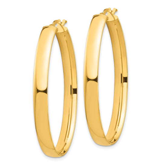 14k 5x44mm High Polished Oval Tube Hoop Earrings