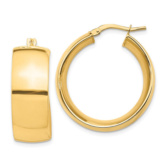 Gold Half Round Tube Hoop Earrings