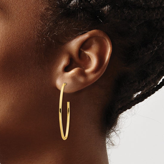 14k Polished Pointed Oval Post Dangle Earrings