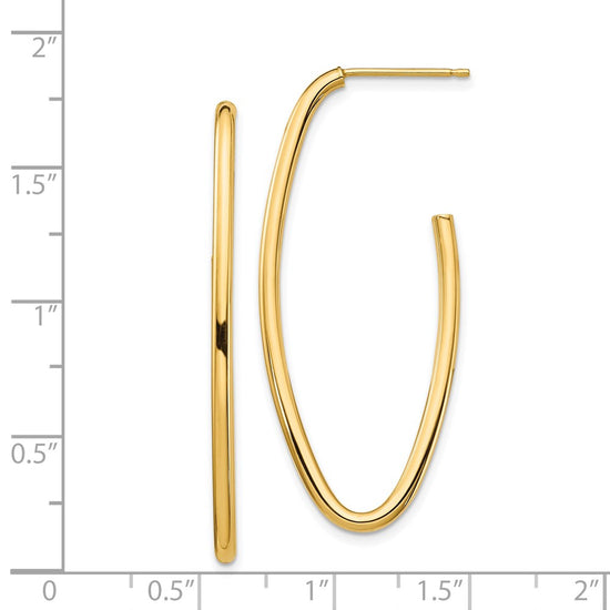 14k Polished Pointed Oval Post Dangle Earrings