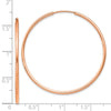 14k Rose Gold 1.5x40mm Polished Endless Tube Hoop Earrings
