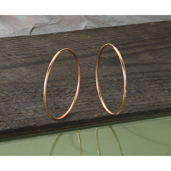 14k Rose Gold 1.5x40mm Polished Endless Tube Hoop Earrings