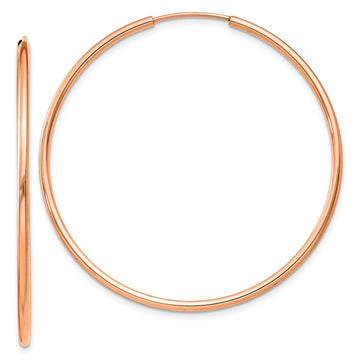14k Rose Gold 1.5x40mm Polished Endless Tube Hoop Earrings