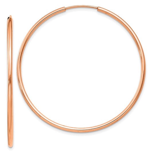 14k Rose Gold 1.5x40mm Polished Endless Tube Hoop Earrings