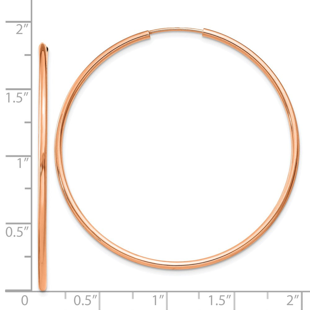 14k Rose Gold 1.5x45mm Polished Endless Tube Hoop Earrings