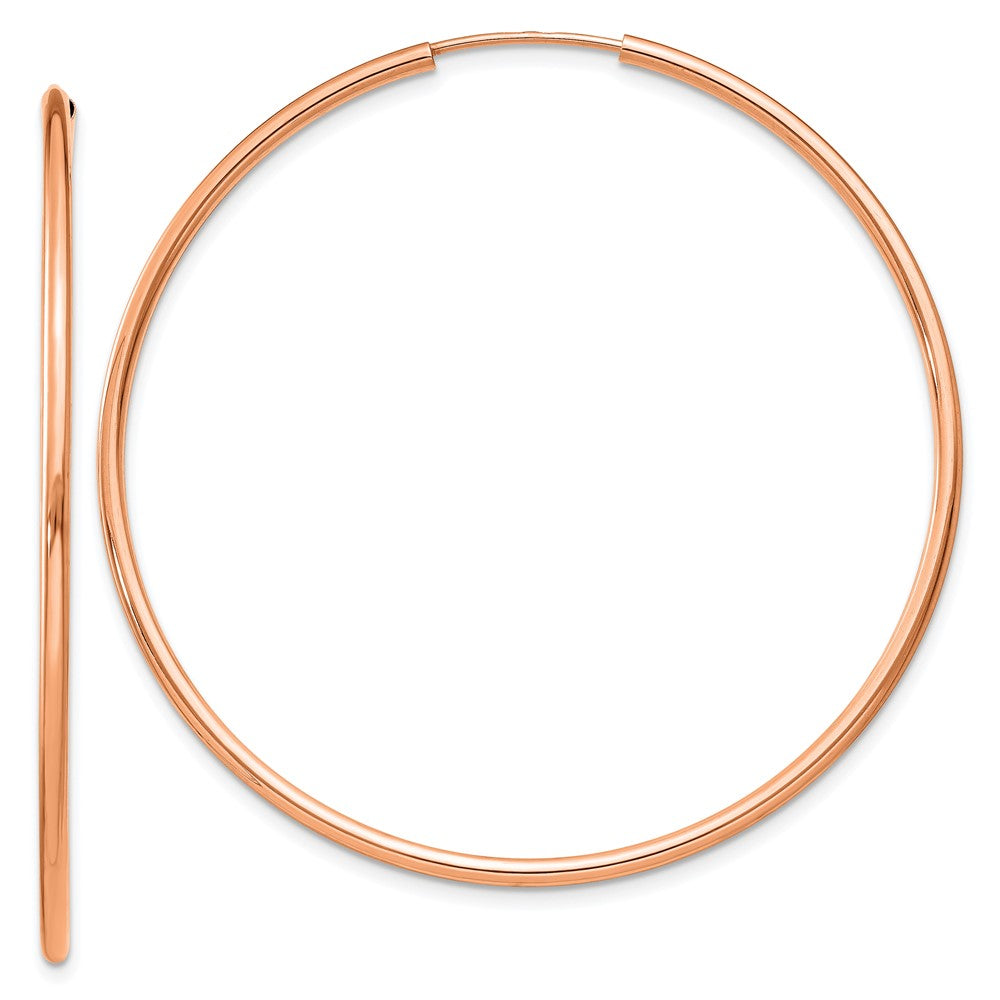 14k Rose Gold 1.5x45mm Polished Endless Tube Hoop Earrings