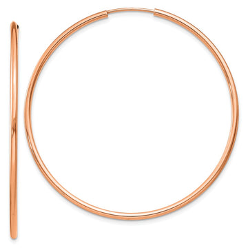 14k Rose Gold 1.5x45mm Polished Endless Tube Hoop Earrings