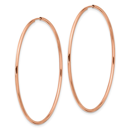 14k Rose Gold 1.5x51mm Polished Endless Tube Hoop Earrings