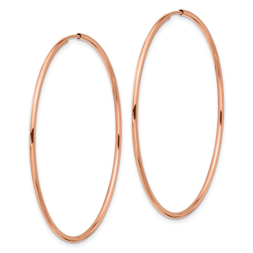 14k Rose Gold 1.5x51mm Polished Endless Tube Hoop Earrings
